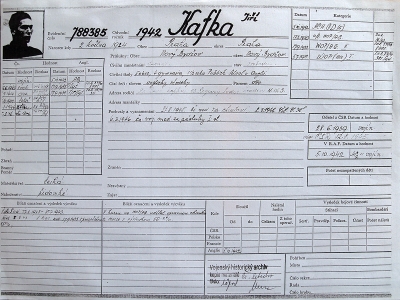 Registration sheet of the soldier of the Czechoslovak exile army