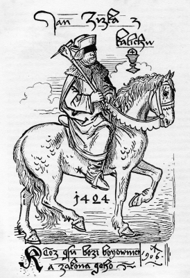 Žižkova podobizna (Mikoláš Aleš) podle Kroniky české (1510)