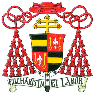 Kardinálský znak s mottem
Svátost oltářní a práce
