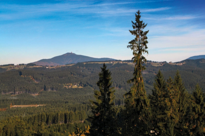Pohled na hřeben Gruně, v pozadí Lysá hora