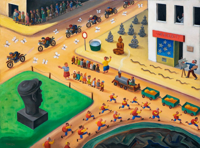 Nová síň Michal Tomek, Proč – warum, olej na plátně, 2020, 60 x 80 cm