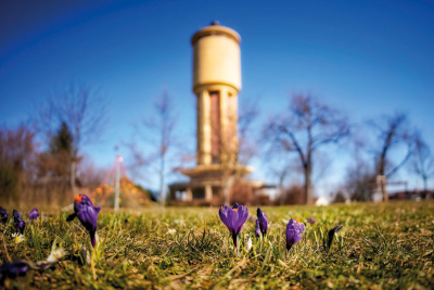 Z rozhledny Vodárna dohlédnete při dobrém počasí až do Krkonoš