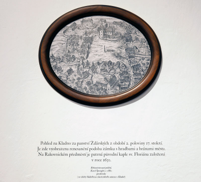 Veduta s pohledem na Kladno v 2. polovině 17. století