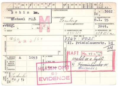 Dr. Bohin’s registration card