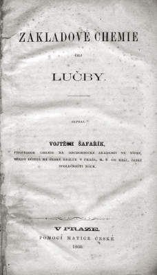 Kniha Vojtěcha Šafaříka Základové chemie čili lučby