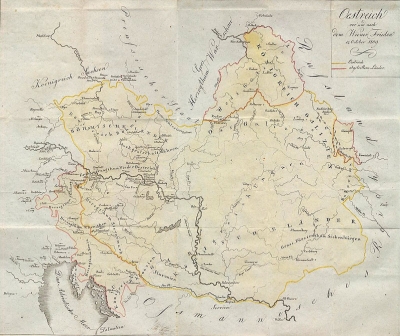 Mapa zobrazující územní ztráty 
po Schönbrunnském míru