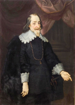 Maxmilián I. Bavorský na obrazu Joachima von Sandrarta, 1641–1643 