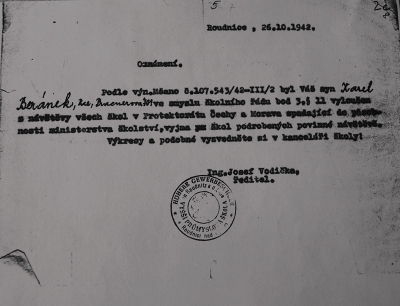 Karel byl vyloučen z protektorátních škol