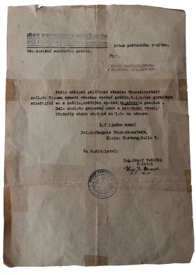 Výzva rodině k zaslání
spodního prádla Karlovi do
Terezína
