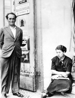 Karel Poláček, in front of his father’s shop