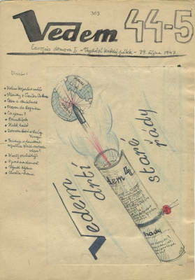Title side of the Vedem Magazine with Petr‘s drawing
(October 29, 1943)