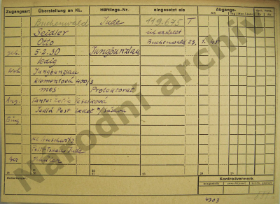 Otto Seidler‘s Buchenwald Record, Buchenwald