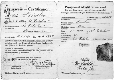 Documents that Otto received after he had returned home after the
liberation of Buchenwald