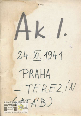 Transport list from Prague to Terezín, 1941