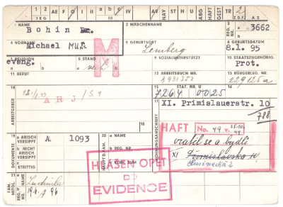 Dr. Bohin’s registration card