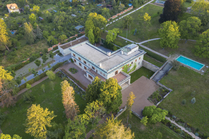 Letecký pohled na Vilu Stiassni