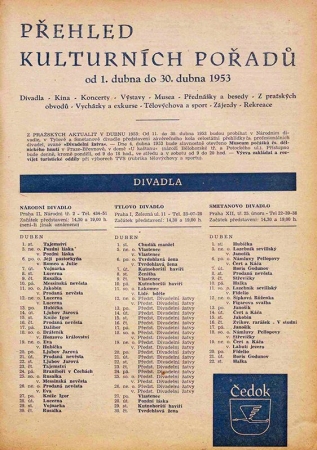 Pražská kultura před 67 lety - duben 1953
