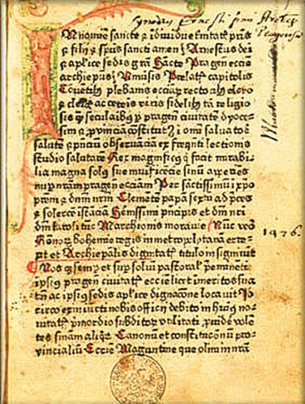 Statuta provincialia de anno 1349 cum tractatu De tribus punctis religionis christianae,  tisk z roku 1476
