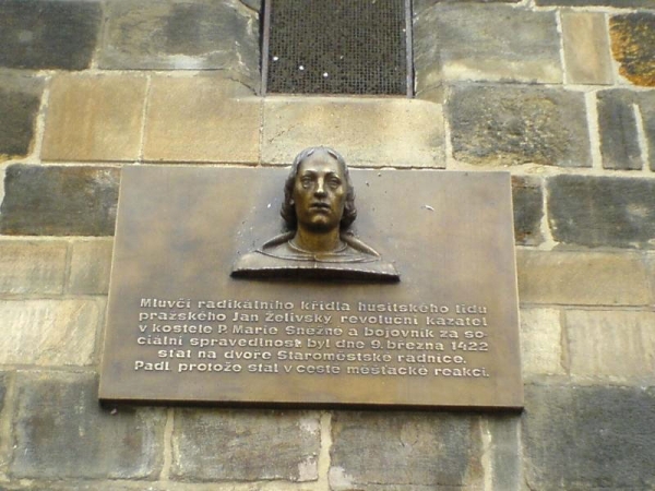 Jan Želivský, pamětní deska na Staroměstském náměstí v Praze