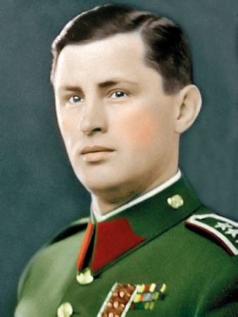 Předválečný kolorovaný portrét pplk. Josefa Mašína v důstojnické uniformě československé armády