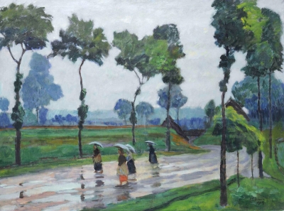 V dešti, olej na plátně, 1909