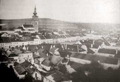 Nejstarší známá fotografie Třebíče, foto Knaus, před 1868