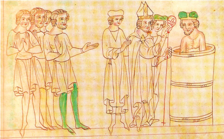 Ludvík Němec se svými syny, Velká francouzská kronika, před 1270
