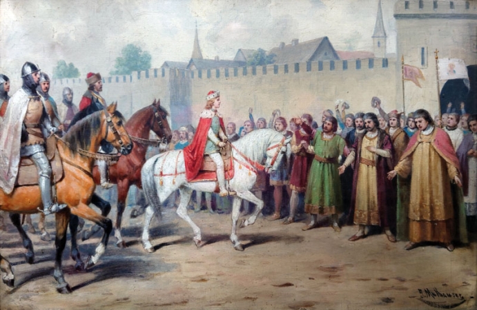 Václav II. vjíždí do Prahy 24. 5. 1283, Josef Mathauser