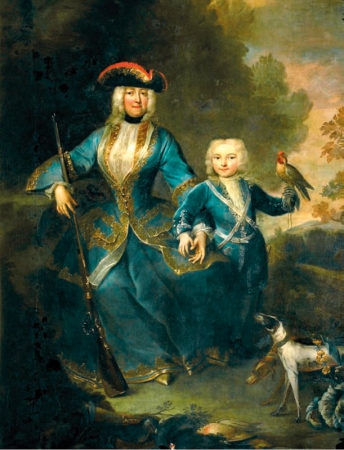 Portrét Eleonory Amálie ze Schwarzenbergu s knížetem Josefem Adamem, kolem roku 1727
