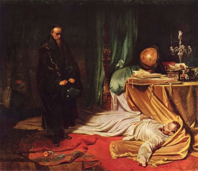Astrolog Giovanni Battista Seni nad Valdštejnovou mrtvolou, Karl Theodor von Piloty, 1855