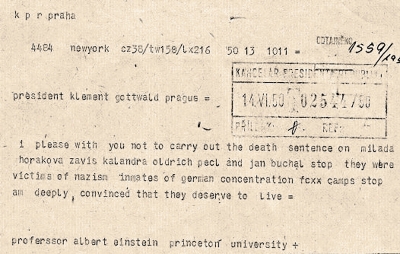 Einstein´s telegram asking for a pardon of
the convicted persons