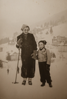 With mother in winter