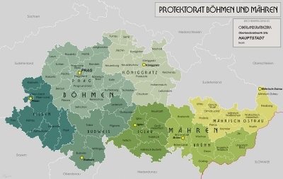 Mapa Protektorátu (stav z let 1942–1945)