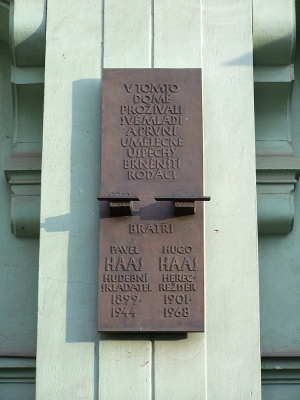 Pamětní deska bratří
Haasových, Brno,
Biskupská ulice