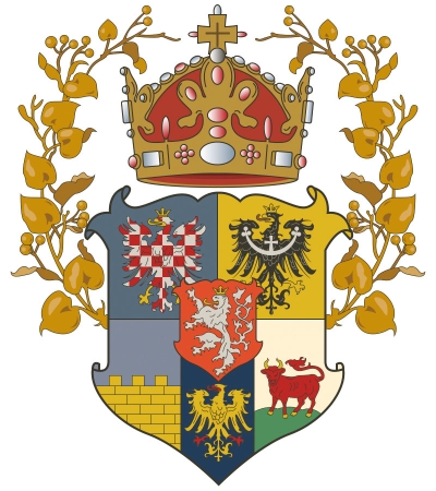 Znak zemí Koruny české, používaný v letech 1348–1918, moderní varianta znaku od H. G. Ströhla