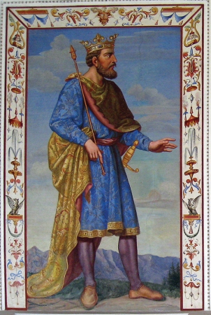 Jindřich Korutanský na nástěnné malbě v zámku Ambras