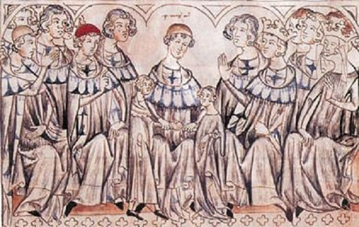 Svatba ve Špýru, iluminace z Balduinea (1. pol. 14. století)