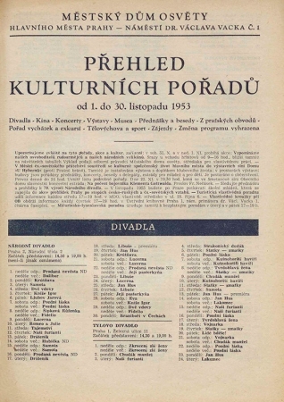Pražská kultura před 67 lety - listopad 1953